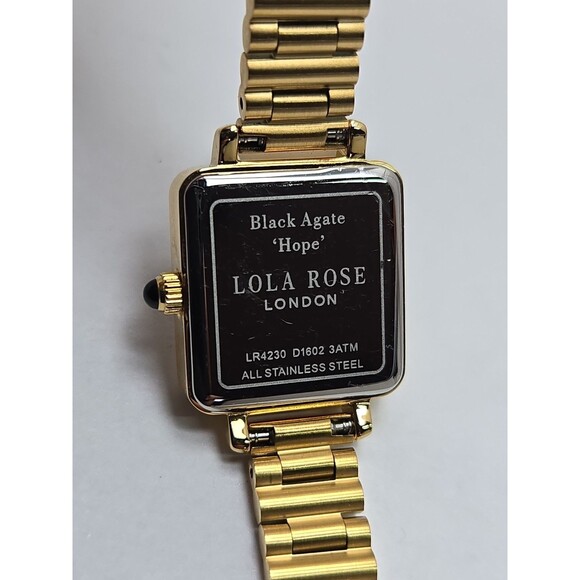 Lola Rose Cube Black Onyx Gold Tone Square Womens Dress Quartz Watch New Battery main image 11